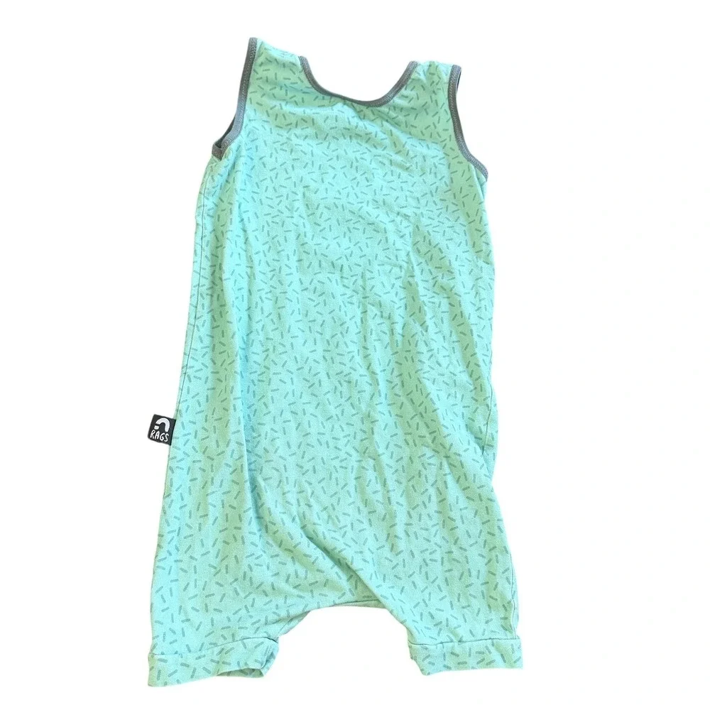 RAGS to Raches Toddler 2T Donut Sweat It Sleeveless Romper‎ Teal  Sprinkle Print